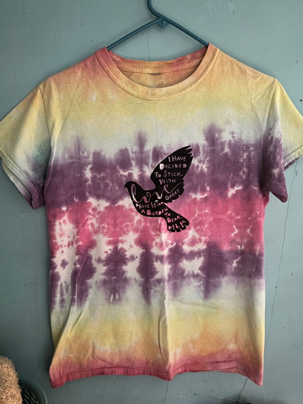 Tie-Dye Graphic Tee with Dove Motif